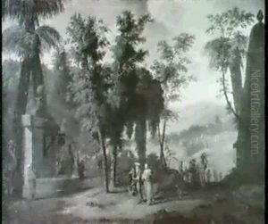 Figure In Un Paesaggio by Johannes (Jan) Glauber