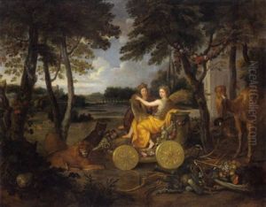 Allegorie - Ceres Als Personfikation Des Sommers Mit Einer Stadtgottin by Johannes Gottlieb Glauber