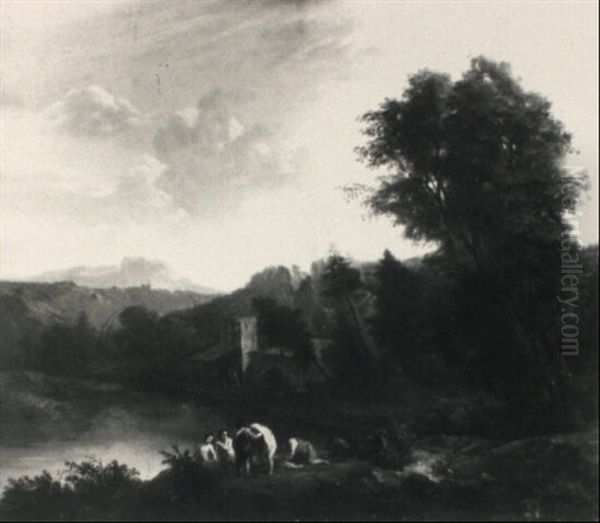 A Southern Landscape With Bathers By A Lake - view 1