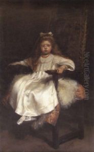 Portrait Study Of Young Girl Seated In An Armchair by Hugh de Twenebrokes Glazebrook