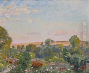 The Artist's Garden At Stratford Tony, Wiltshire Studio by Wilfred Gabriel De Glehn