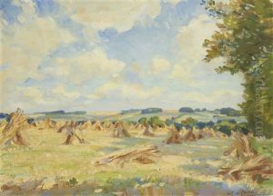 Field Of Haystacks On A Sunny Afternoon