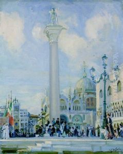 The Basilica Of St. Mark, Venice, From The Piazetta, With The Column Of St. Theodore