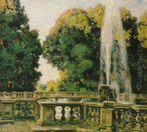 Fountain In A Landscaped Garden