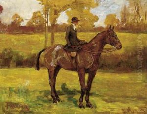 "trojan" A Bay Hunter With A Lady Riding Side Saddle by Helena Gleichen