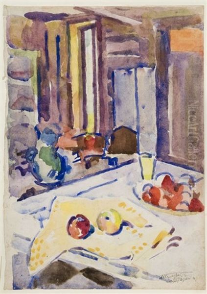 Nature Morte Avec Coupe De Fruits Dans Un Salon - view 1