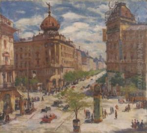 Une Rue Animee A Prague (?) by Albert Gleizes