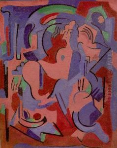 Composition En Rouge Et Bleu by Albert Gleizes