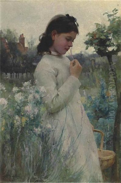 A Young Girl In A Garden - view 1