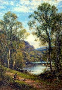 The Stepping Stones, Bolton Abbey by Alfred Glendening Jr.