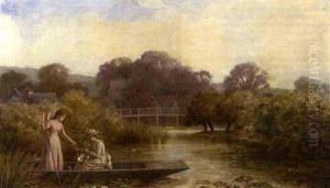 Two Young Ladies Punting On The Pond