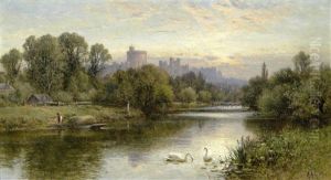 A View Of Windsor Castle From The Thames by Alfred Augustus Glendening Sr.