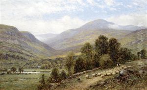 Shepherd And Flock On A Mountain Lane