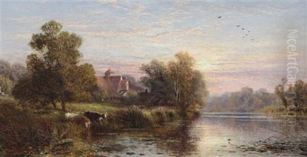 On The Thames Near Sunbury And Near Sevenoaks (2 Works) by Alfred Augustus Glendening Sr.