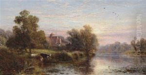 On The Thames Near Sunbury And Near Sevenoaks (2 Works) by Alfred Augustus Glendening Sr.