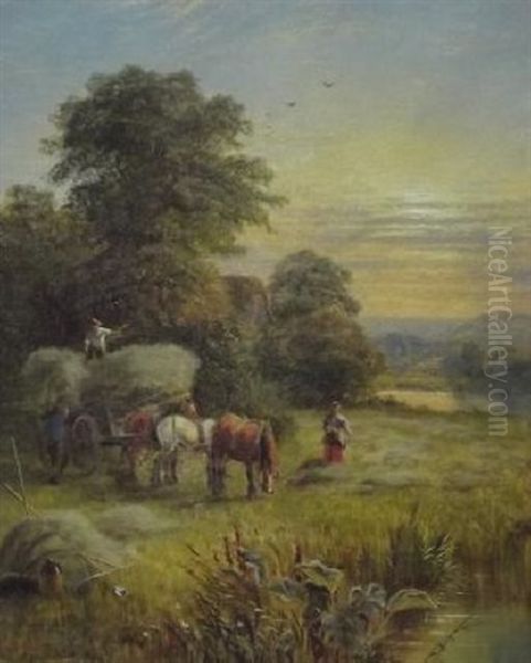 Hurrying The Hay In A River Meadow - view 1