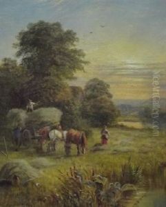 Hurrying The Hay In A River Meadow Hurrying The Hay In A River Meadow