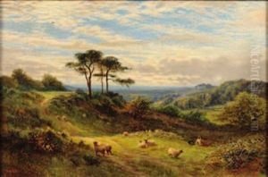Open Landscape, Shepherd by Alfred Augustus Glendening Sr.