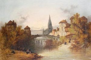 A River Landscape With A Shepherd And His Flock In The Foreground