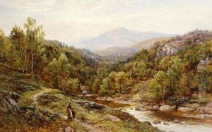 A Mother And Child Walking Beside A River