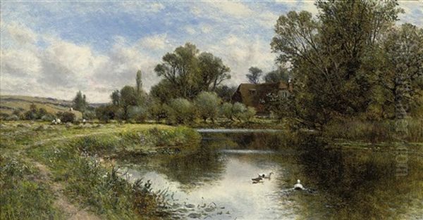 Ducks On A Pond, A Cottage Beyond - view 1