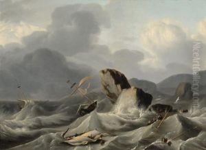 Shipwreck On A Rocky Coast by Ludolf Backhuijzen Ii
