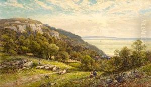 A Country Meadow Overlooking The Coast by Alfred Augustus Glendening Sr.