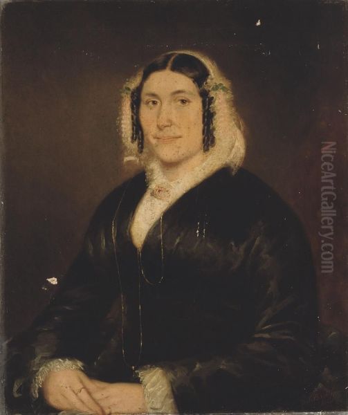 Portrait Of A Lady, Seated Half-length, In A Black Dress - view 1