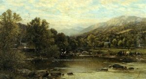 Cattle Watering by Alfred Augustus Glendening Sr.