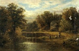 Fishing Along The Mill Stream by Alfred Augustus Glendening Sr.