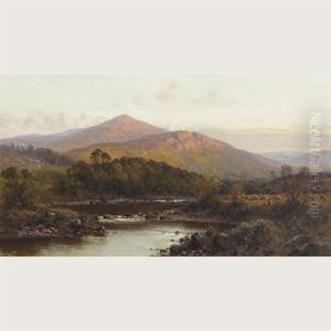Figure Watering Cattle By A Hayfield