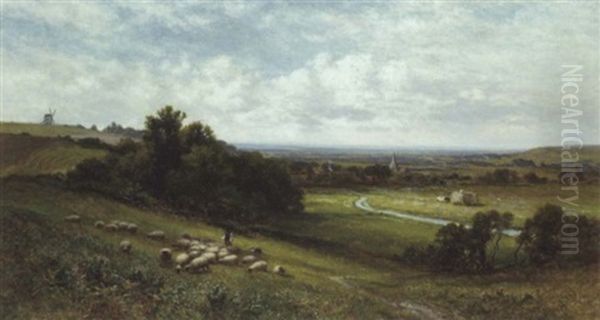Driving Sheep, Alfriston, Sussex - view 1