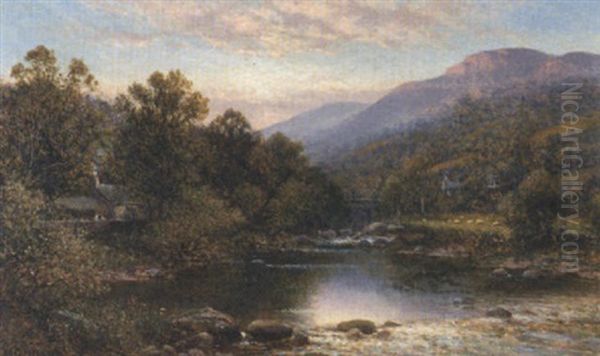 A River Scene With A Figure By A Cottage - view 1