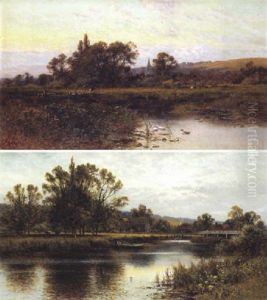 Riverside Scene by Alfred Augustus Glendening Sr.