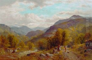 Figures On A Riverside Path In A Mountainous Landscape Figures On A Riverside Path In A Mountainous Landscape