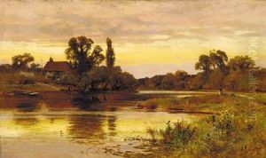 On The Thames, Laleham by Alfred Augustus Glendening Sr.
