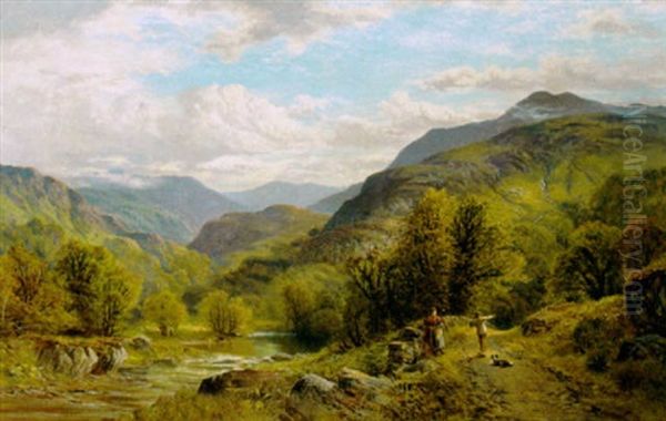 Figures By A River In A Mountainous Landscape - view 1