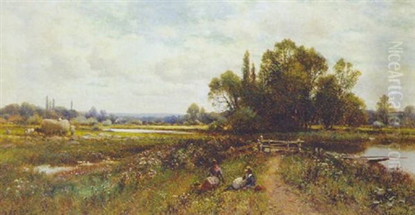 Girls Resting Before A Tranquil River - view 1