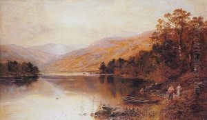 Figures By A Loch In A Highland Landscape