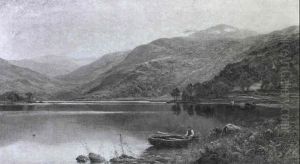 Figure In A Rowing Boat In A River Landscape