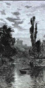 Dusk On The River At Windsor by Alfred Augustus Glendening Sr.