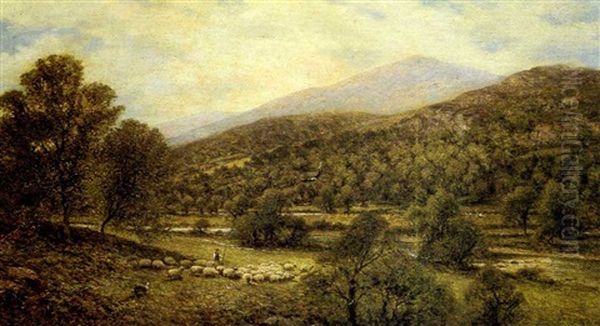 A Wooded River Landscape With A Shepherd And Sheep - view 1
