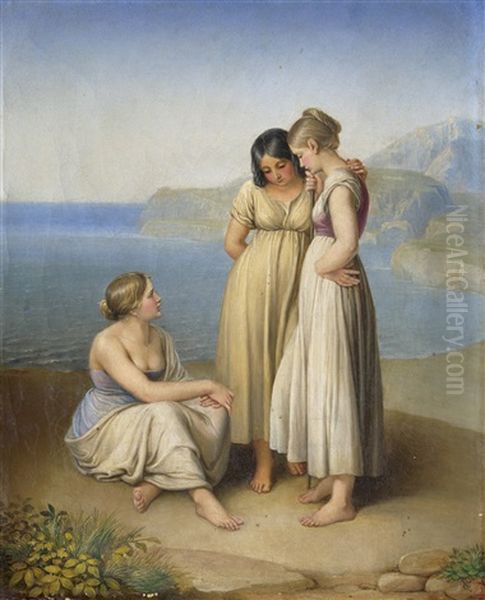 Drei Junge Frauen Am Meeresgestade - view 1