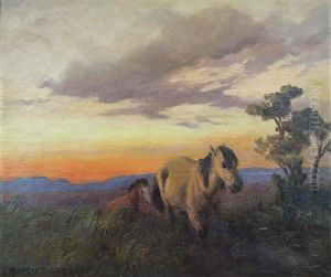 Horses At Sunset by Allerley Glossop