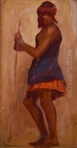African Figure With A Spear by Allerley Glossop