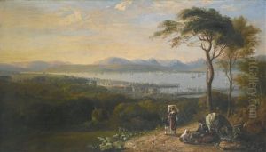 A View Of Oban With A Traveller Resting On A Path