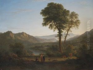 A View Of Matlock, Derbyshire With Classical Figures In The Foreground A View Of Matlock, Derbyshire With Classical Figures In The Foreground