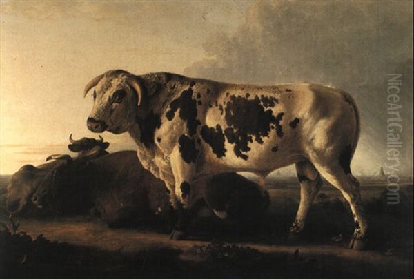 A Short-horn Bull And Cattle On Blackheath - view 1