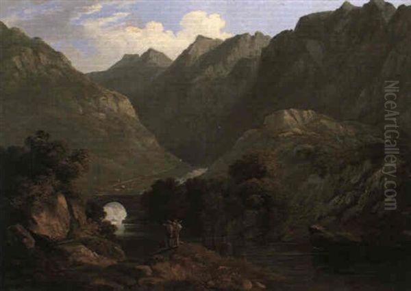 A View At Port Averglastyn, North Wales With Figures In The Foreground - view 1