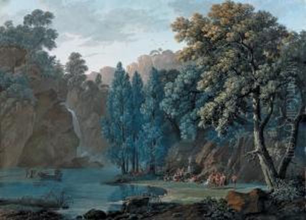 Scene De Bacchanales Au Pied D'une Cascade - view 1